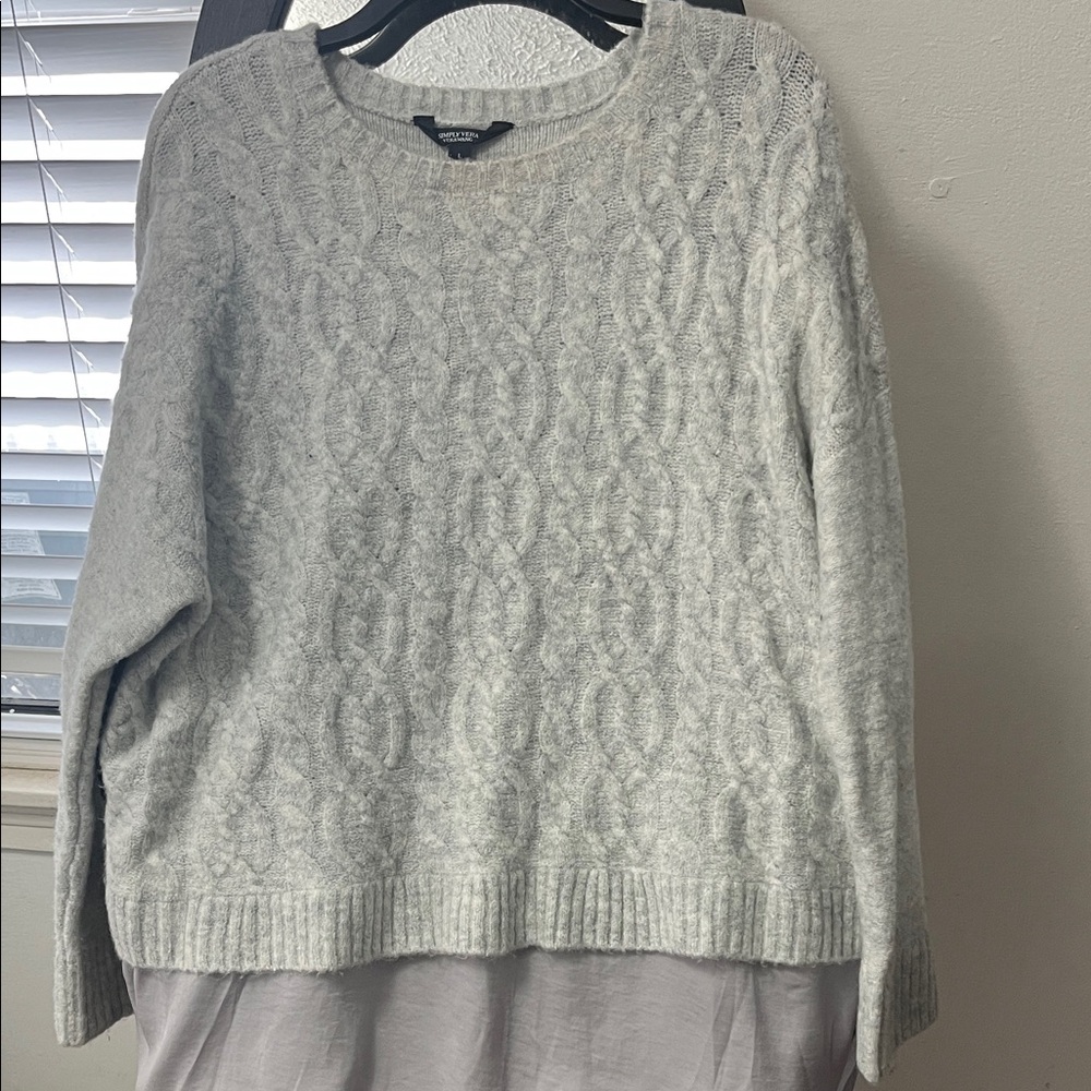 Simply Vera Vera Wang Light Gray Cable Knit Sweater